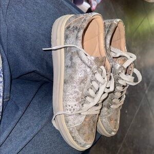 Women's Glittery Silver Sneakers